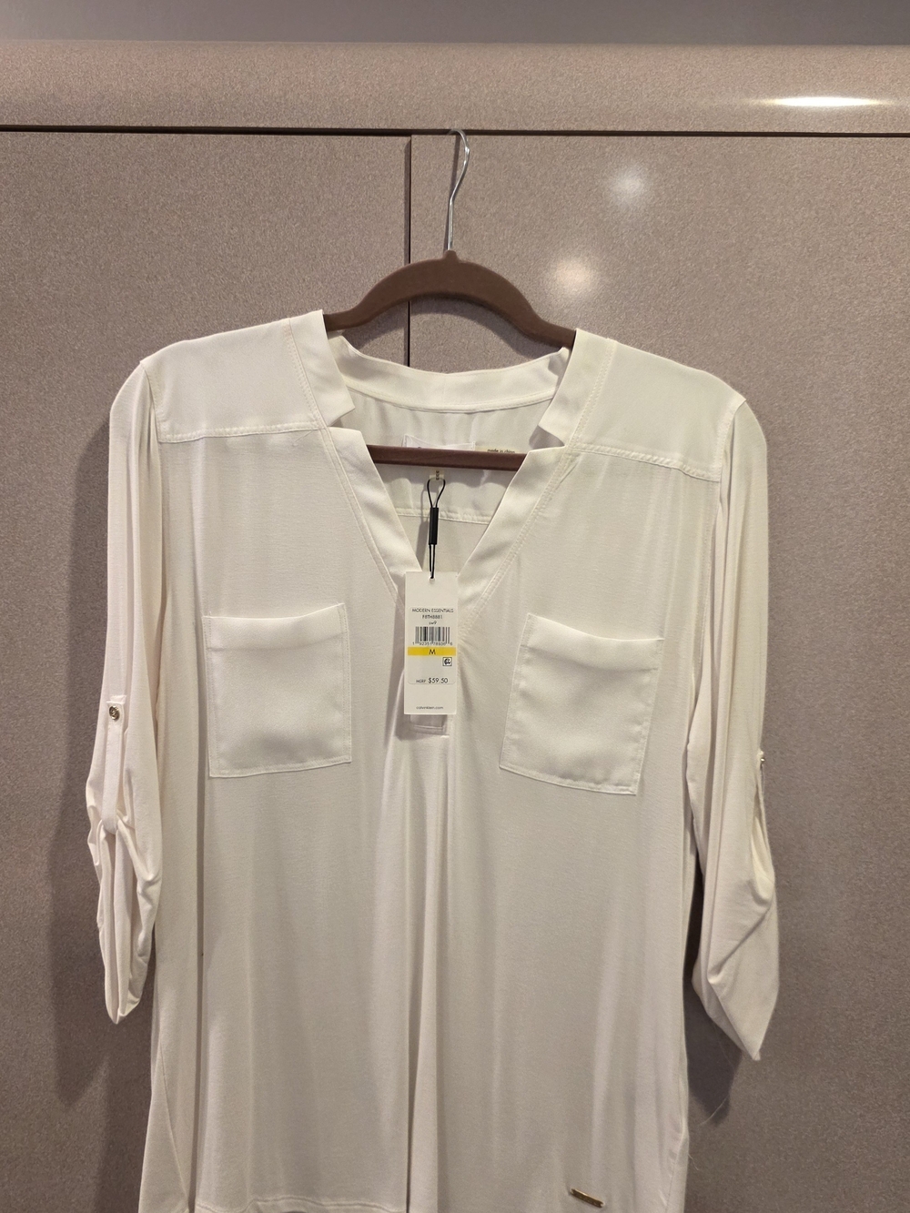 Calvin Klein White/Cream Blouse Size M - NWT $59.50 MSRP